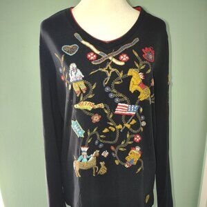 Double D Ranch Black Long Sleeved Embroidered T-Shirt Size XL